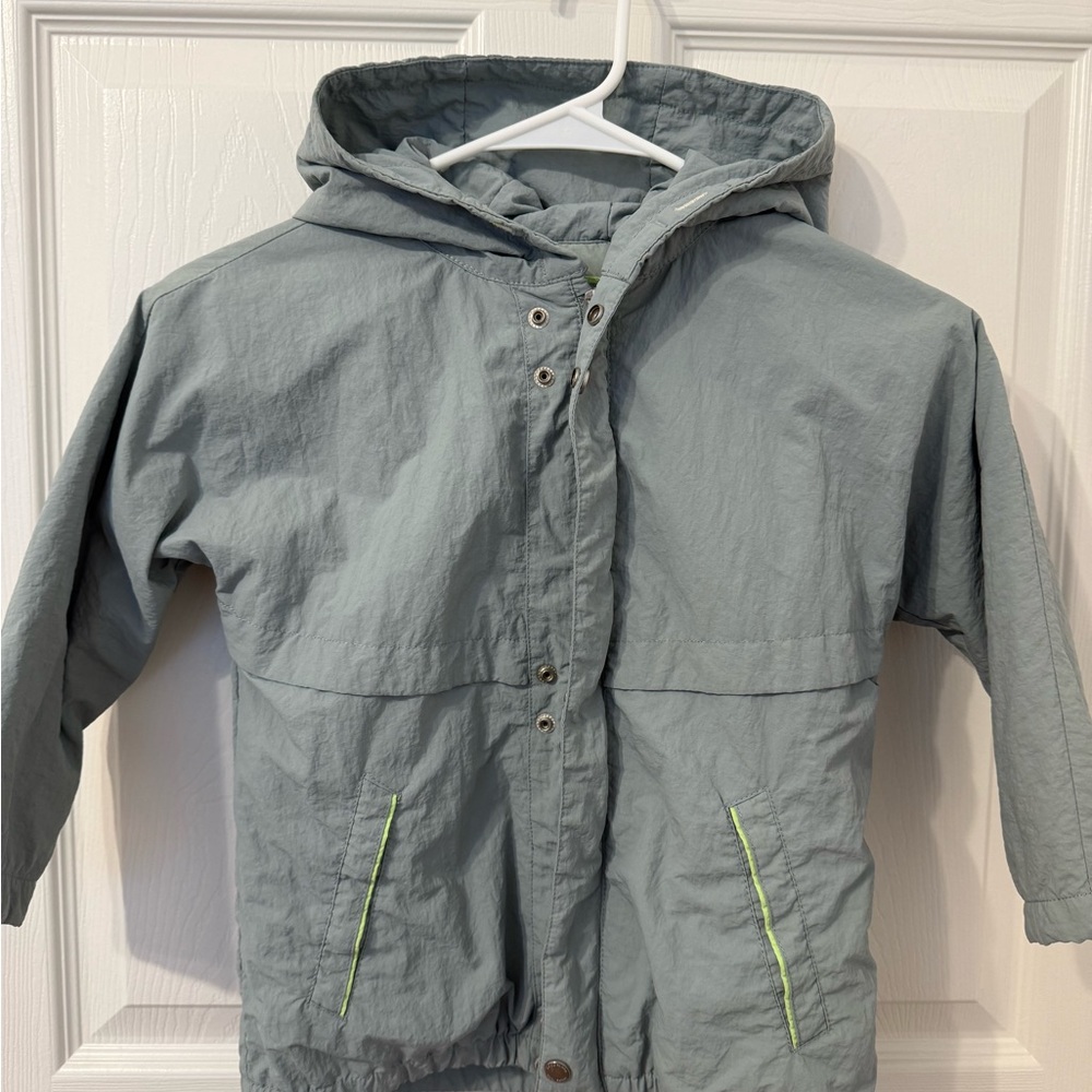 Zara Kids Light Gray Hooded Raincoat